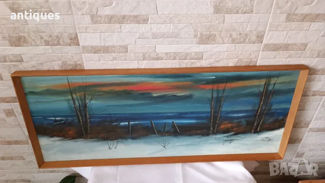 Картини "Пейзажи" два броя (92/33см и 82/33см) - комплект, снимка 9 - Антикварни и старинни предмети - 47504336