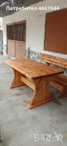 Баварска маса с две пейки, снимка 2 - Градински мебели, декорация  - 52643119