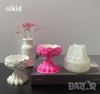 3D 2 части свещник поставка за свещ свещи кутия с капак силиконов молд форма смола гипс шоколад , снимка 6 - Форми - 44329890