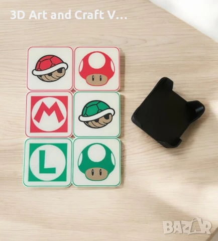 Комплект 6 броя подложки за чаши (coaster) Super Mario/ Luigi сет 🍄
