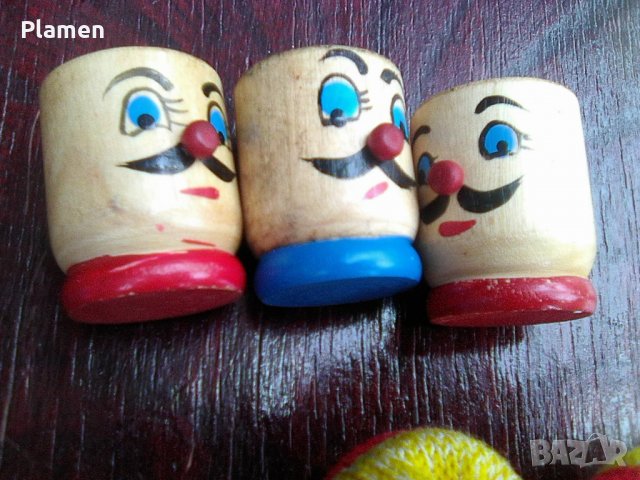 Трима дървени чичовци с вълнени шапки чашки, снимка 4 - Други ценни предмети - 38319864
