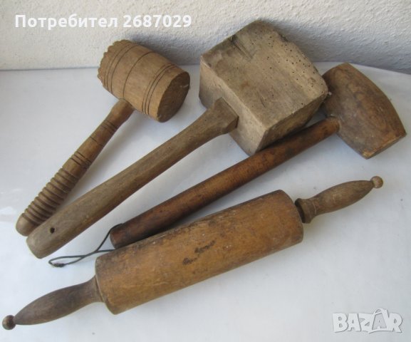 3 бр дървен чук и точилка, снимка 1