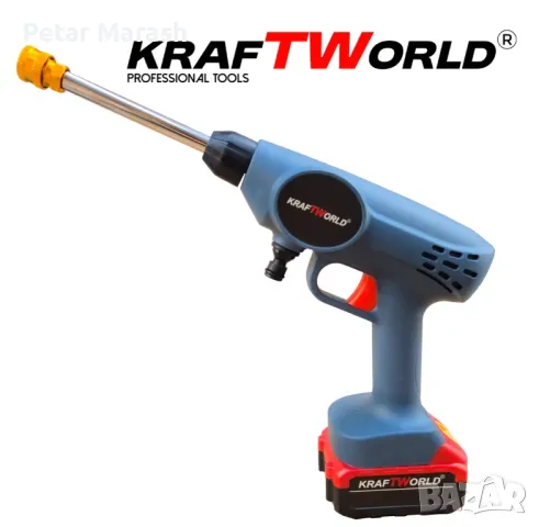 Акумулаторна Водоструйка KraftWorld с 2 Батерии Налягане 26 бара + Kонтейнер за Препарат и Аксесоари, снимка 2 - Други инструменти - 50409103