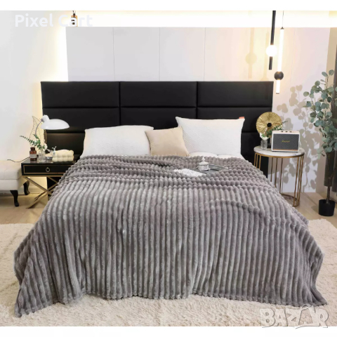 Поларено одеяло - Сиво 200x230, снимка 2 - Олекотени завивки и одеяла - 44810250