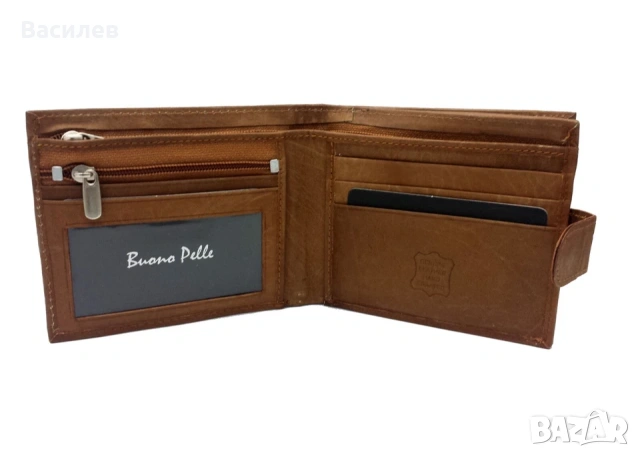 Buono Pelle оригинален мъжки портфейл портмоне естествена кожа нос Англия, снимка 3 - Портфейли, портмонета - 54056746
