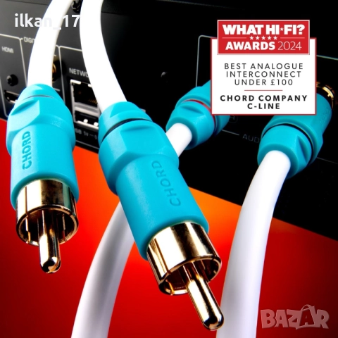 Чинчове Качествен стерео аудио кабел Chord C-Line Audio 2Комплекта по 2 Метра Внос Герман 2RCA-2RCA 