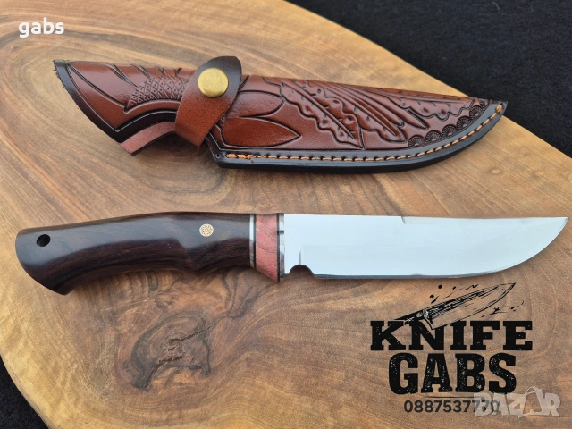 Висококачествен ръчно изработен нож с кожена кания,LN404, снимка 12 - Ножове - 48866253