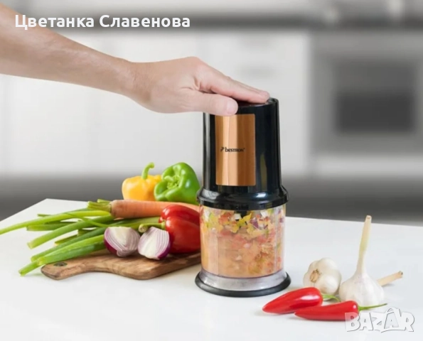 Чопър Bestron AKC200, 400W, купа 0.5 литра, остриета от неръждаема стомана, снимка 4 - Чопъри и пасатори - 52220866