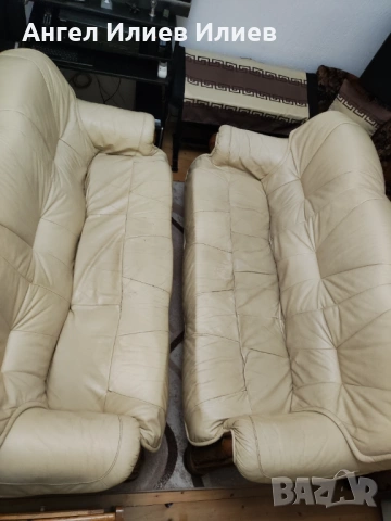 Продавам два броя триместни дивана естествена кожа и масивно дърво бук с дърворезба , снимка 9 - Дивани и мека мебел - 54010410