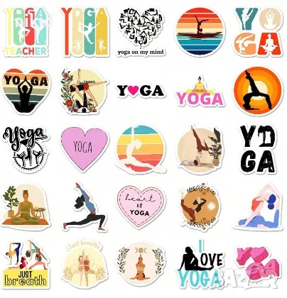50 бр Йога гимнастика самозалепващи лепенки стикери за украса декор картонена торта ръчна изработка, снимка 5 - Други - 47390278