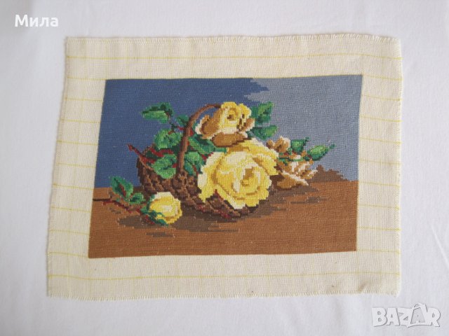Цветен гоблен с жълти рози, снимка 3 - Гоблени - 38634177