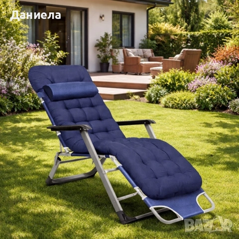 Луксозен шезлонг за градина и басейн - Мека ватирана възглавница, дишаща материя Textoline , снимка 6 - Градински мебели, декорация  - 53891603