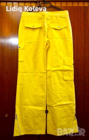 Дамски летен панталон, жълт цвят, снимка 2 - Панталони - 50928716