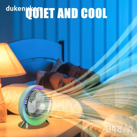 USB настолен вентилатор, 3 скорости, 360° въртене, LED осветление, снимка 6 - Вентилатори - 52063031