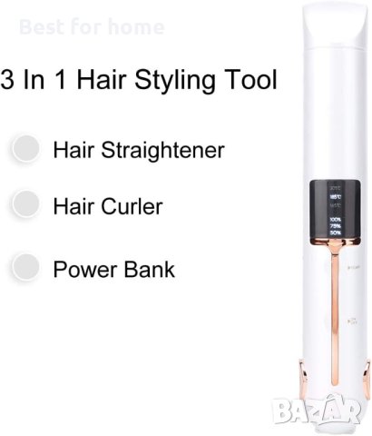 Акумулаторна 3-В-1 USB преса за коса, мини преносима безжична маша за коса,LED дисплей, снимка 7 - Маши за коса - 40638999