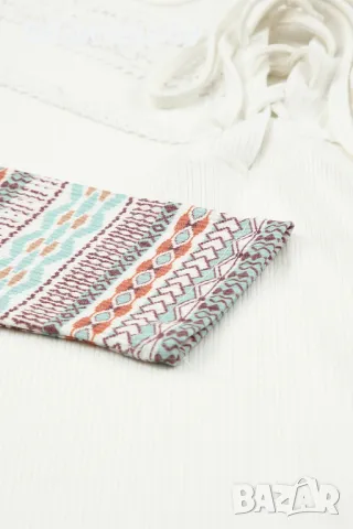 Дамска блуза в бял цвят с дълъг ръкав и връзки, снимка 6 - Блузи с дълъг ръкав и пуловери - 49891863