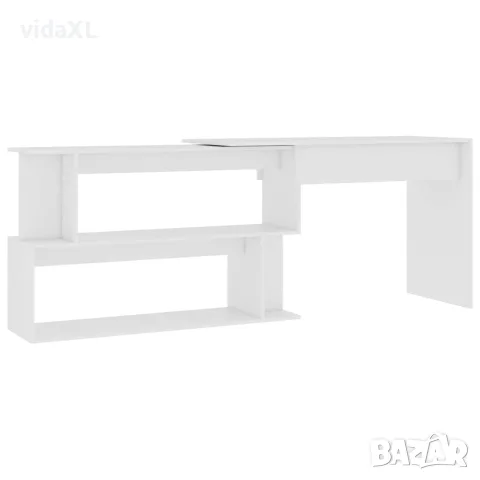 vidaXL Ъглово бюро, бяло, 200x50x76 см, инженерно дърво