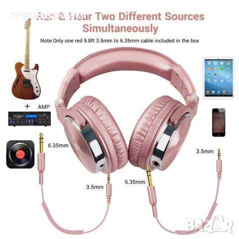 Слушалки Hi-res OneOdio Studio Pro 10 Rose Gold, 20 Hz-40 KHz, 32 Ом, 1600 mw, 6.35/3.5 mm, снимка 15 - Слушалки и портативни колонки - 42484908
