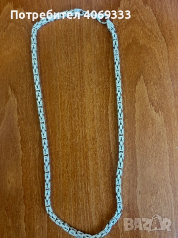 Сребърен ланец Кралска плетка 32гр 57-8см, снимка 3 - Колиета, медальони, синджири - 54172226