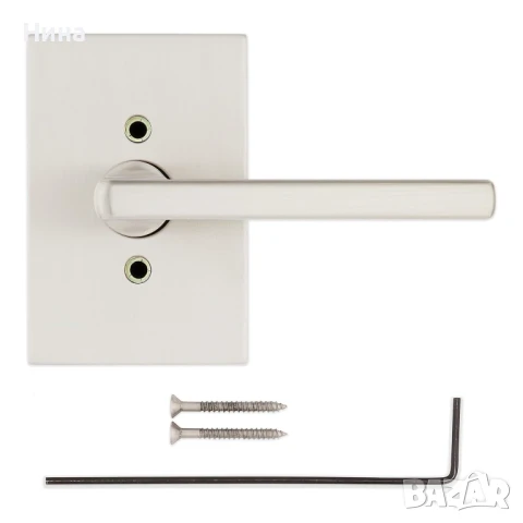 Дръжка на врата с Microban,  от Kwikset Halifa, в сатен никел, правоъгълна розетка, снимка 4 - Интериорни врати - 51430703