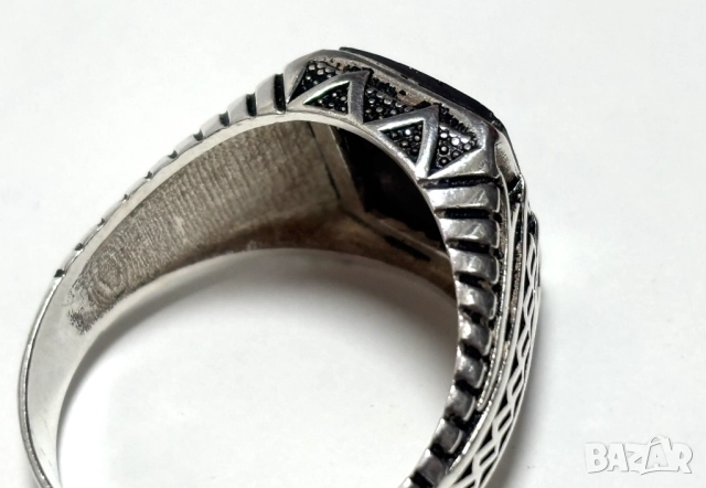 Мъжки Сребърен Пръстен с красив фасетиран камък (проба 925)- 7,8 грама, снимка 9 - Пръстени - 52318853