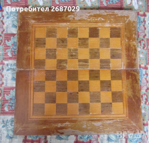 голяма Стара дървена кутия за шах и табла , снимка 1 - Други ценни предмети - 29298149