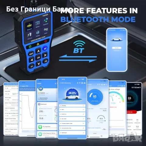 Нов OBD2 скенер + тестер на батерия – Bluetooth, дисплей, DTC кодове, снимка 6 - Други инструменти - 49863824