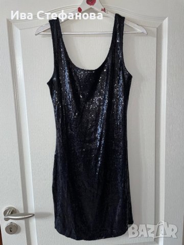 Разкошна нова черна къса  парти официална елегантна коктейлна рокля черни пайети , снимка 8 - Рокли - 42729956