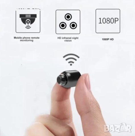 Скрита Мини Камера А12, IP, WiFi, 1080p Full HD, Видеонаблюдение, Охранителна, Сензор за движение, снимка 2 - IP камери - 51677865