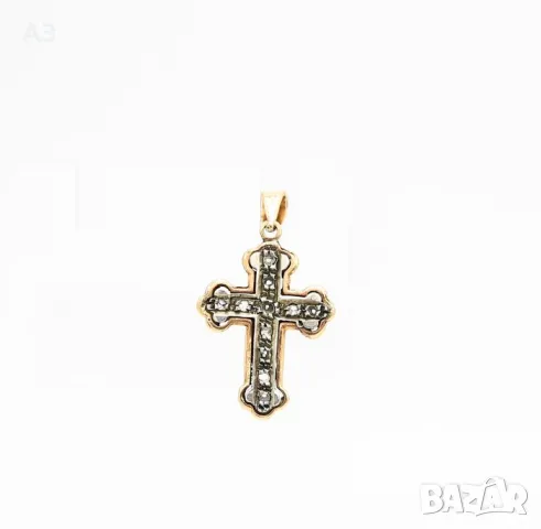 Кръст - 14 карата розово злато с диаманти, снимка 6 - Колиета, медальони, синджири - 47775743