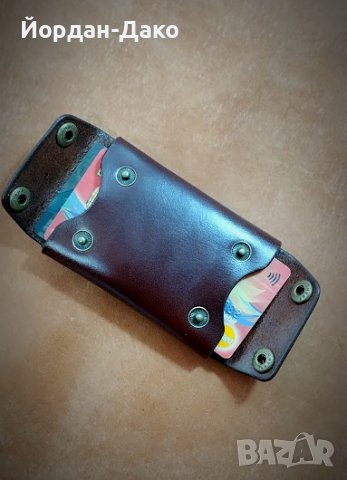 Холдер за карти от естествена кожа ръчна изработка, снимка 4 - Портфейли, портмонета - 40215809