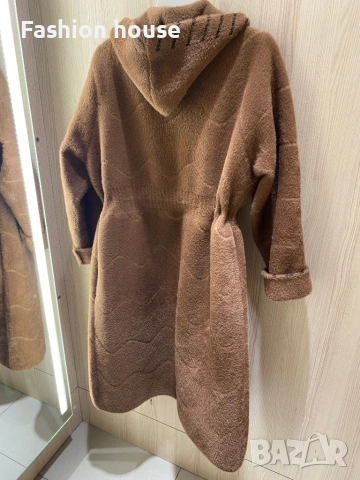 Дълга жилетка/палто Кашмир и ангора кафяв шоколсд, снимка 2 - Жилетки - 53950639