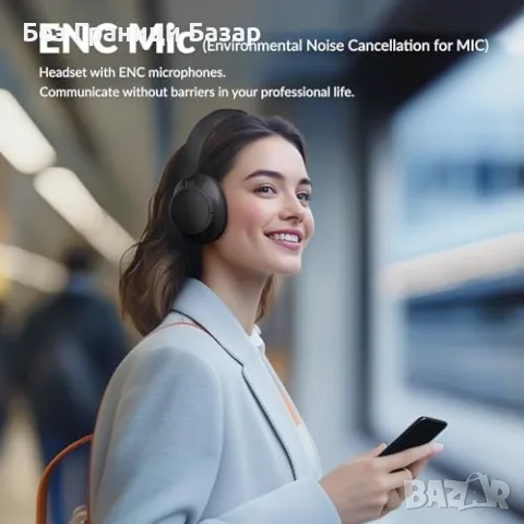 Нови TONEMAC H7 Bluetooth слушалки – ANC, 80ч, Hi-Fi, двойна връзка, снимка 7 - Слушалки и портативни колонки - 49684702