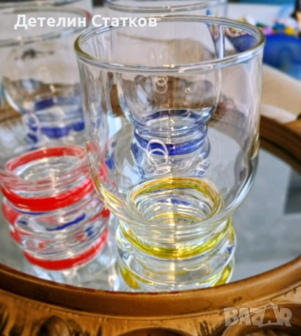 Комплект ретро стъклени чаши 4 бр., снимка 3 - Сервизи - 53309478