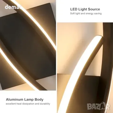 Черен LED аплик Comely, 80 см, 27 W, топла светлина 3000 K, снимка 4 - Други стоки за дома - 56011785