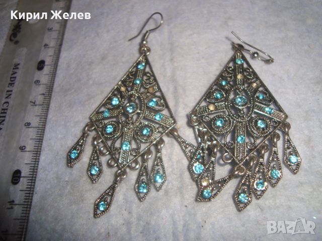 ПОСРЕБРЕНИ ФИЛИГРАНЕН СТИЛ КРИСТАЛНИ ЕТНОГРАФСКИ ТИП РЕТРО ОБЕЦИ 22141, снимка 6 - Обеци - 36477840