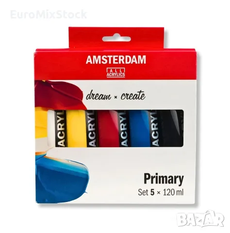 Комплект акрилни бои Amsterdam Standard Series Primary, 5 цвята х 120 мл, снимка 2 - Картини - 55911662