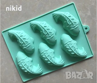6 бр шаран шарани риба силиконов молд форма калъп шоколад фондан гипс 