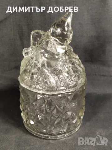 СТАРА РЕТРО СОЦ НРБ СТЪКЛЕНА ЗАХАРНИЦА ДЖУДЖЕ БЕЛОСЛАВ , снимка 3 - Антикварни и старинни предмети - 47692815