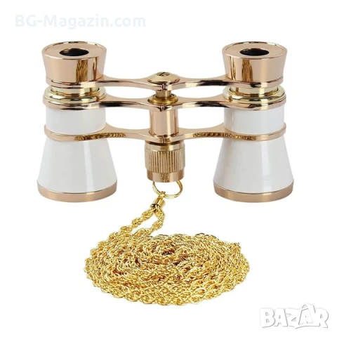 Елегантен театрален бинокъл 3×25 за театър опера концерт подарък балет луксозен бял с верижка, снимка 9 - Други ценни предмети - 50931304