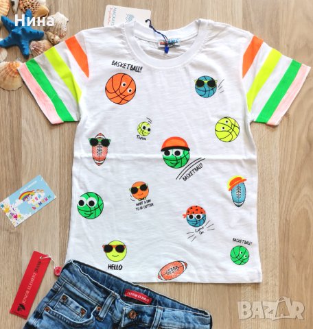 Тениска емоджи 🏀🥎⚾, снимка 2 - Детски тениски и потници - 29120111