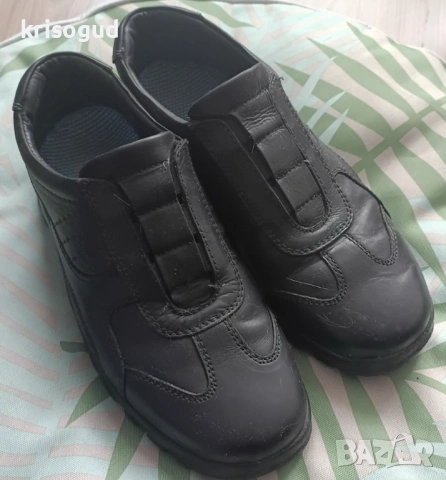 Мъжки черни обувки от естествена кожа с ластик, 43 номер (28 см. дължина на стелката), HANDMADE, снимка 6 - Маратонки - 54157075