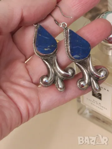 Великолепни сребърни обеци с лапис лазули НАМАЛЕНИ , снимка 3 - Обеци - 47295397
