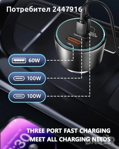 Мощно USB зарядно за кола Uhomebuy , снимка 2 - Аксесоари и консумативи - 54184331