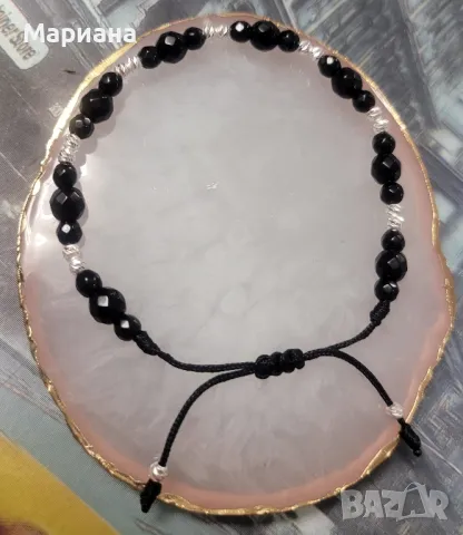 Гривна от конец със сребърни фасетирани топчета и камъни, снимка 17 - Гривни - 45837332