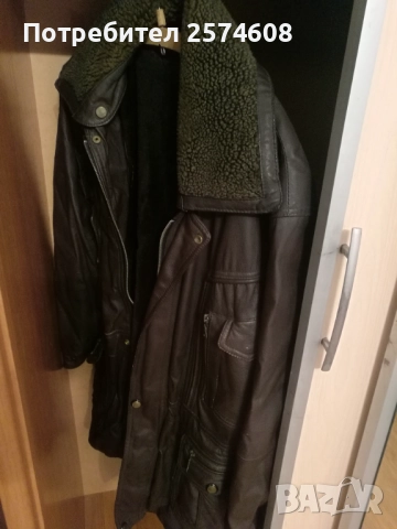 Мъжко кожено палто, 57 см м/у раменете, снимка 2 - Палта - 51749351