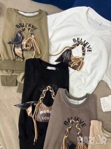 Памучна блуза с 3Д декорация , снимка 4 - Блузи с дълъг ръкав и пуловери - 50922440