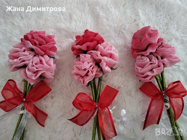 Ръчно изработени рози, снимка 3 - Декорация за дома - 35319141