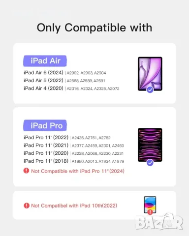 Калъф с магнитна клавиатура Inateck за iPad Air 11 Inch 2024 M2, 7 цветна подсветка тракпад, KB09119, снимка 2 - Таблети - 49551807