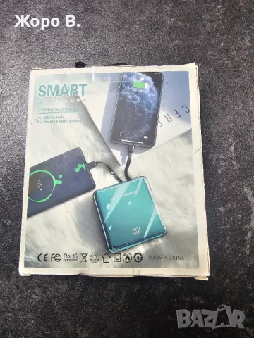 Power Bank с вградени кабели, 10000mAh тънко преносимо зарядно устройство LED дисплей, малка външна, снимка 1